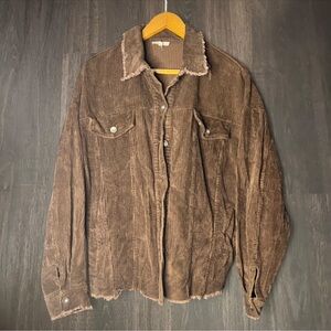 LA MIEL Brown Corduroy Shirt Jacket Shacket Button Front